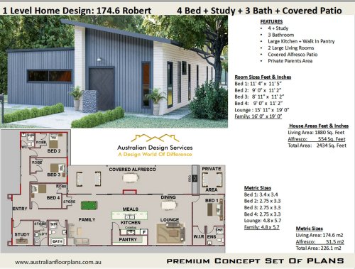 Family 4 Bedroom House Plan:172s CLM